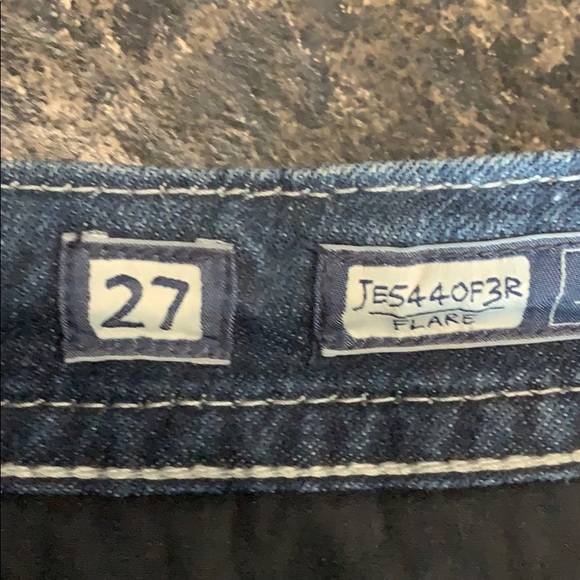 MISS ME Flare leg Denim Thick Stitch Jeans w/ fab sequin, design, Size 27 - Picture 9 of 11